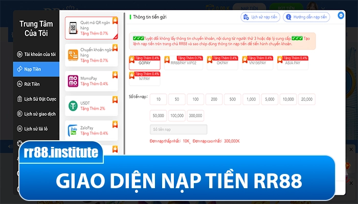 RR88 - Truy Cập RR88.COM - Thiên Đường Cá Cược Trực Tuyến 37 Cách nạp tiền RR88 an toàn, nhanh chóng